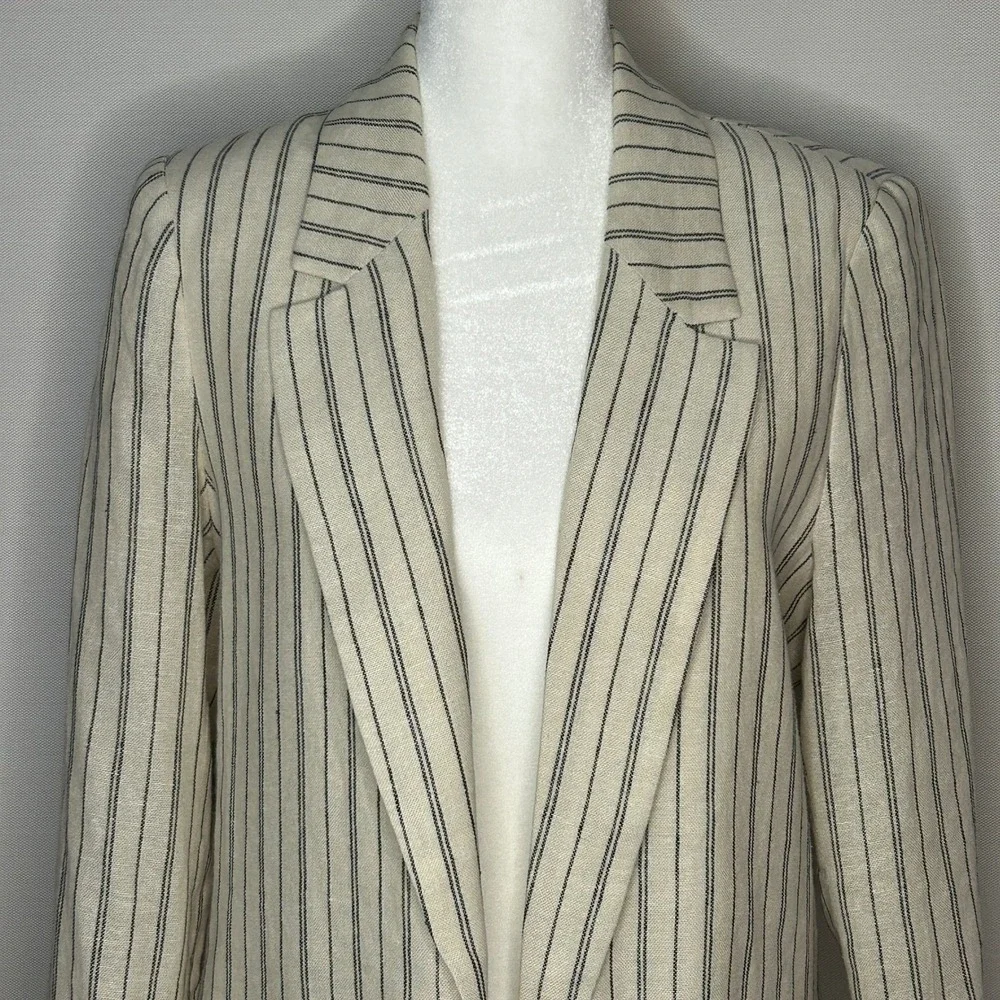 Jules & Leopold Linen Blend Pinstripe Blazer Cream Small NWOT Career Preppy Work